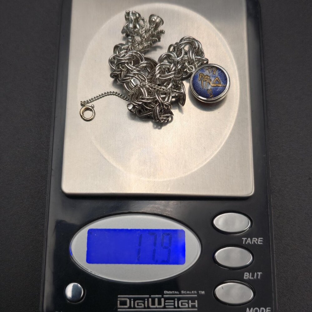 7+2 Inch Sterling Silver Various Charms Chain Bracelet A7229 - Picture 11 of 11